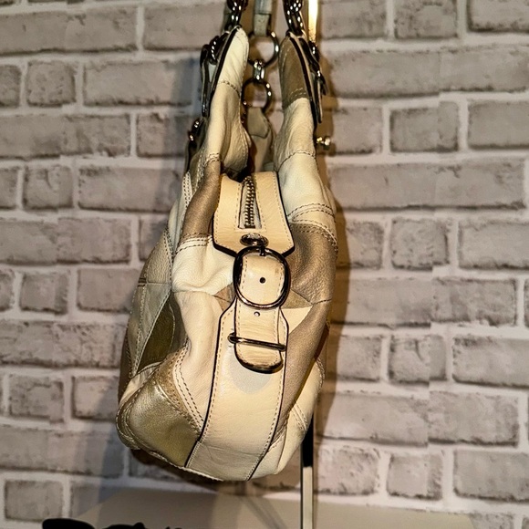 Coach Signature 16327 Mia Maggie Inlaid C Hobo Patchwork Leather Tan Brown - Picture 6 of 11